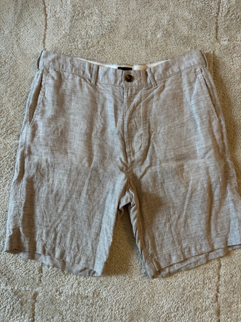 J. Crew Men's Striped Light Tan Linen Shorts
